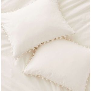 Pom fringe sham pillow covers set (2)